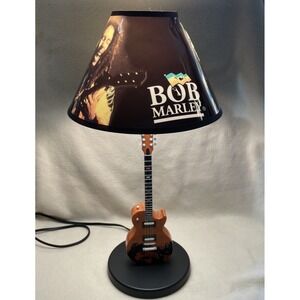 Bob Marley Rabbit Tanaka Guitar Lamp 2007 Vintage 20" Faces on Shade Reggae
